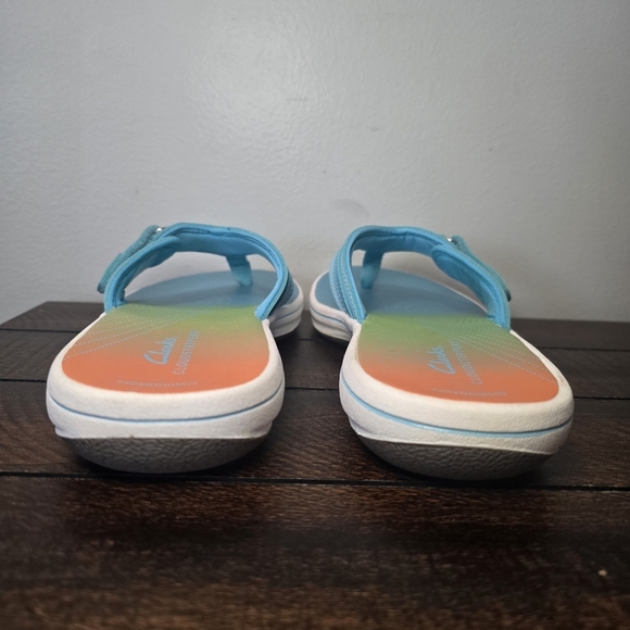 Clark's Cloudsteppers Breeze Sea Turquoise Ombre Women Flip Flop Sandals Size 9 - Picture 9 of 11
